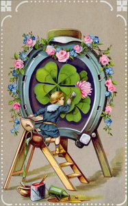 Tyska vykort föreställande Lycka till, skickat från Ungern den 21 maj 1911 av German School