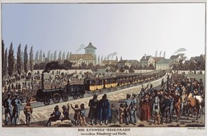 tyska järnvägarna. c.1830-1840 (gravyr) av German School