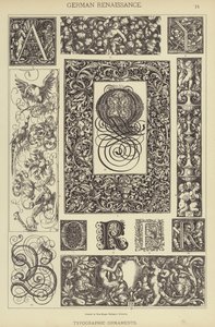 Tysk renässans, typografiska prydnadsföremål (färg litho) av German School