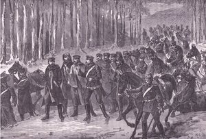 Tyskt kavalleri på väg mot Paris, Cassells historia om kriget mellan Frankrike och Tyskland publicerad av Cassell and Company Limited, ca 1890 (litho) av German School