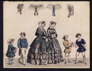 Tysk modetallrik, mitten av 1800-talet (färgad gravyr) av German School