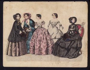 Tysk modetallrik, mitten av 1800-talet (färgad gravyr) av German School