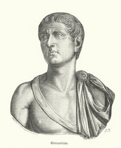 Germanicus, romersk general och far till kejsar Caligula (gravyr) av German School