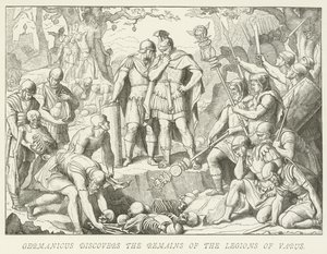 Germanicus upptäcker kvarlevorna av Legions of Varus av German School