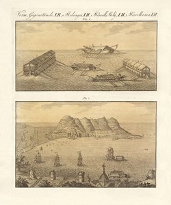 Gibraltar och simbatterierna (färgad gravyr) av German School