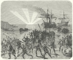 Giuseppe Garibaldi landar i Marsala, Sicilien av German School