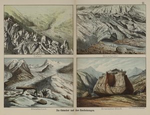 Glaciärer och deras egenskaper (färg litho) av German School