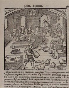 Glasblåsning, från a Book of Trades av German School