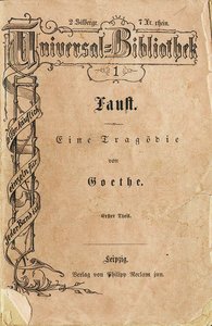 Goethes Faust I, den första volymen av Reclams universella bibliotek, kom ut den 10 november av German School