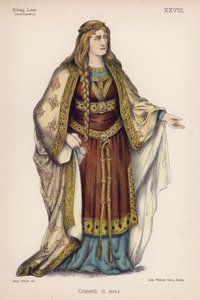 Goneril, från Shakespeares King Lear (färg litho) av German School
