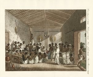 Stora symposier av Ras of Tiger i Abessinien (färgad gravyr) av German School
