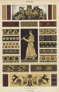 Grekiskt, keramik (färg litho) av German School