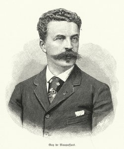 Guy de Maupassant, fransk novellförfattare (litho) av German School