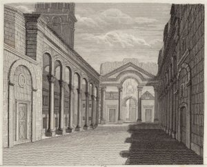 Hall av den romerske kejsaren Diocletianus palats, Spalato (Split, Kroatien). Illustration för Bilder-Atlas (gravyr) av German School