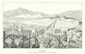 Hamnen i Pireus, antikens Grekland (gravyr) av German School