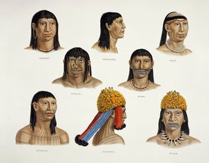 Heads of South American Indians, från Travels in Brazil (för detaljer se 92095) av German School