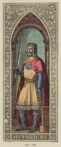Heinrich I, 919-936 (färgad gravyr) av German School