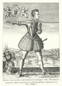Henry Frederick, Prince of Wales, äldste son till kung James I av England (gravyr) av German School
