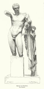 Hermes och spädbarnet Dionysos, staty av den antika grekiska skulptören Praxiteles upptäckt i ruinerna av Temple of Hera, Olympia (gravyr) av German School