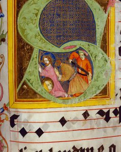 Historikerad initial S med dekolleringen av Johannes Döparen, från Gradualen av Friedrich Zollner av Langenzenn, 1439-42 av German School