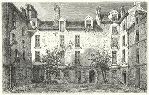 Hem för den franske dramatikern Jean Racine på Rue du Marais i Paris (gravyr) av German School