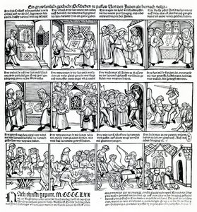 Värd för vanhelgning av judarna i Passau 1477 av German School