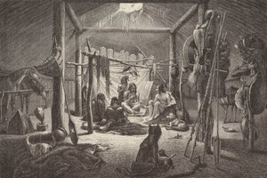 Hydda av nordamerikansk indianhövding (gravyr) av German School