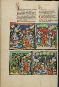 Belysningar från Weltchronik Ms 33 fol. 135v, c.1400-10 (tempera, guld- och silverfärg, bläck på pergament) av German School