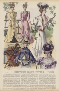 Illustration för Illustrirte Frauen-Zeitung (färg litho) av German School