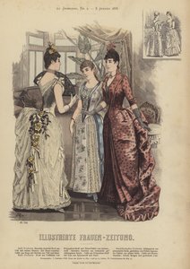 Illustration för Illustrirte Frauen-Zeitung (färg litho) av German School