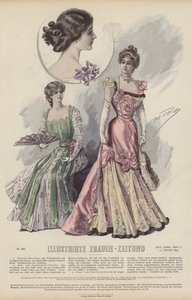 Illustration för Illustrirte Frauen-Zeitung (färg litho) av German School