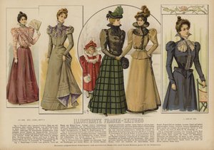 Illustration för Illustrirte Frauen-Zeitung (färg litho) av German School