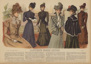 Illustration för Illustrirte Frauen-Zeitung (färg litho) av German School