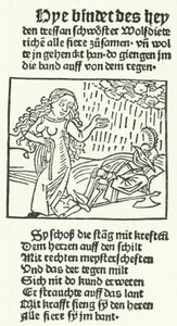 Illustration från berättelsen om den romantiske hjälten Wolfdietrich, publicerad av Hans Schoensperger i Augsburg 1491 (gravyr) av German School