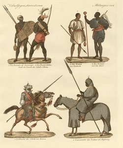 Invånare i Sudan (färgad gravyr) av German School