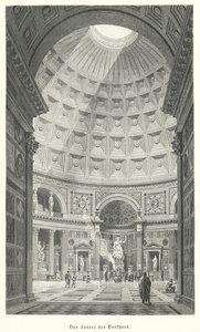 Interiör av Pantheon, Rom (gravyr) av German School