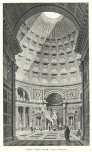 Interiör av Pantheon, Rom (litho) av German School