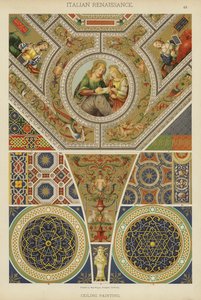 Italiensk renässans, takmålning (färg litho) av German School