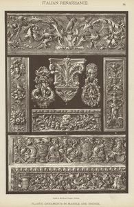 Italiensk renässans, plastdekorationer i marmor och brons (färg litho) av German School
