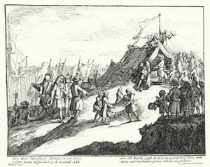 James II av England tillbringar natten den 15/16 november 1688 i en fattig fiskarkoja (gravyr) av German School