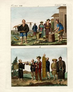 Japanska klänningar (färgad gravyr) av German School