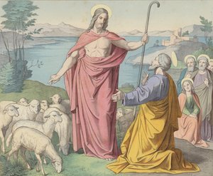 Jesus visar sig för Petrus, hans kyrkoherde på jorden