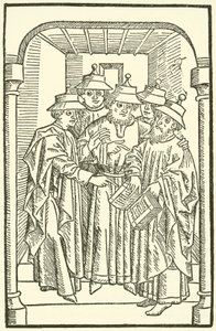 Judar som studerar i en synagoga av German School