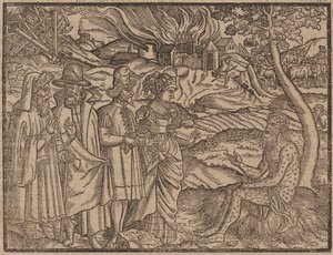 Job täckt med bölder c.1525 (träsnitt) av German School