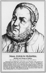 Johann Friedrich den Crokmuthige, kurfurste och hertig av Sachsen (gravyr) av German School