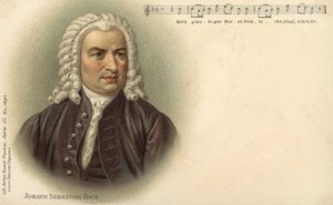 Johann Sebastian Bach (färg litho) av German School