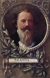 Johannes Brahms, tysk kompositör och pianist (färg litho) av German School