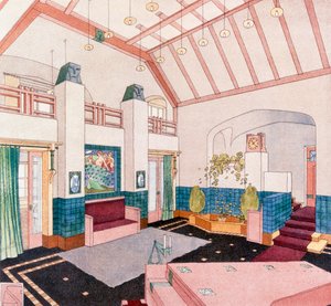 Vardagsrum i jugendstil eller tidig modernistisk stil av German School