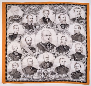 Kaiser Wilhelm I (1797-1888) omgiven av de tyska generalerna, 1870 av German School