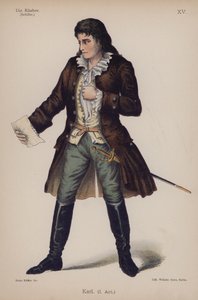 Karl, från Die Rauber (Rånarna) av Friedrich Schiller (färg litho) av German School